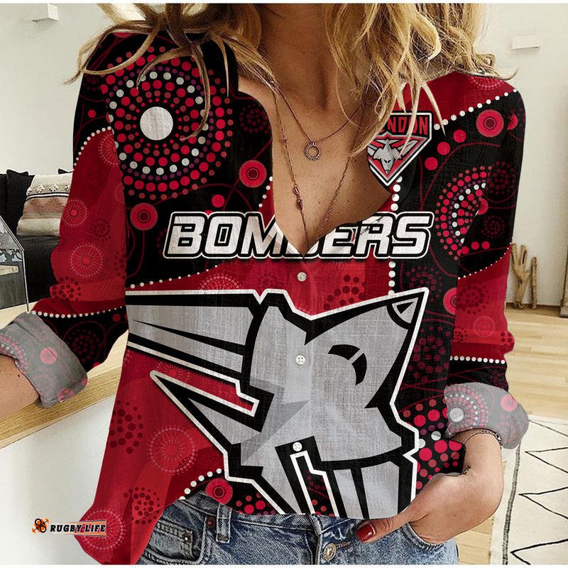 Custom Personalised Essendon Football Aboriginal Bombers Women Casual Shirt