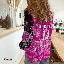 Custom Text And Number Sydney Sixers Women Casual Shirt Cricket Indigenous Australian Art Ver.01