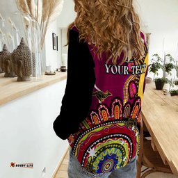 Custom Personalised Queensland State Women Casual Shirt QLD Australian Indigenous Art