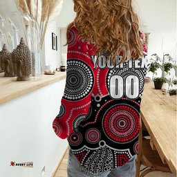 Custom Personalised And Number Bombers AFL Women Casual Shirt Aboriginal Patterns