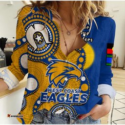 West Coast Eagles Football NAIDOC 2023 Women Casual Shirt Indigenous For Our Elders
