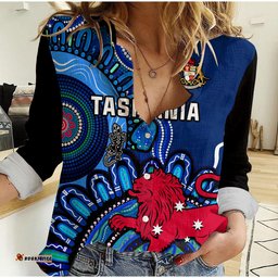 Tasmania State Women Casual Shirt Australian Indigenous Art