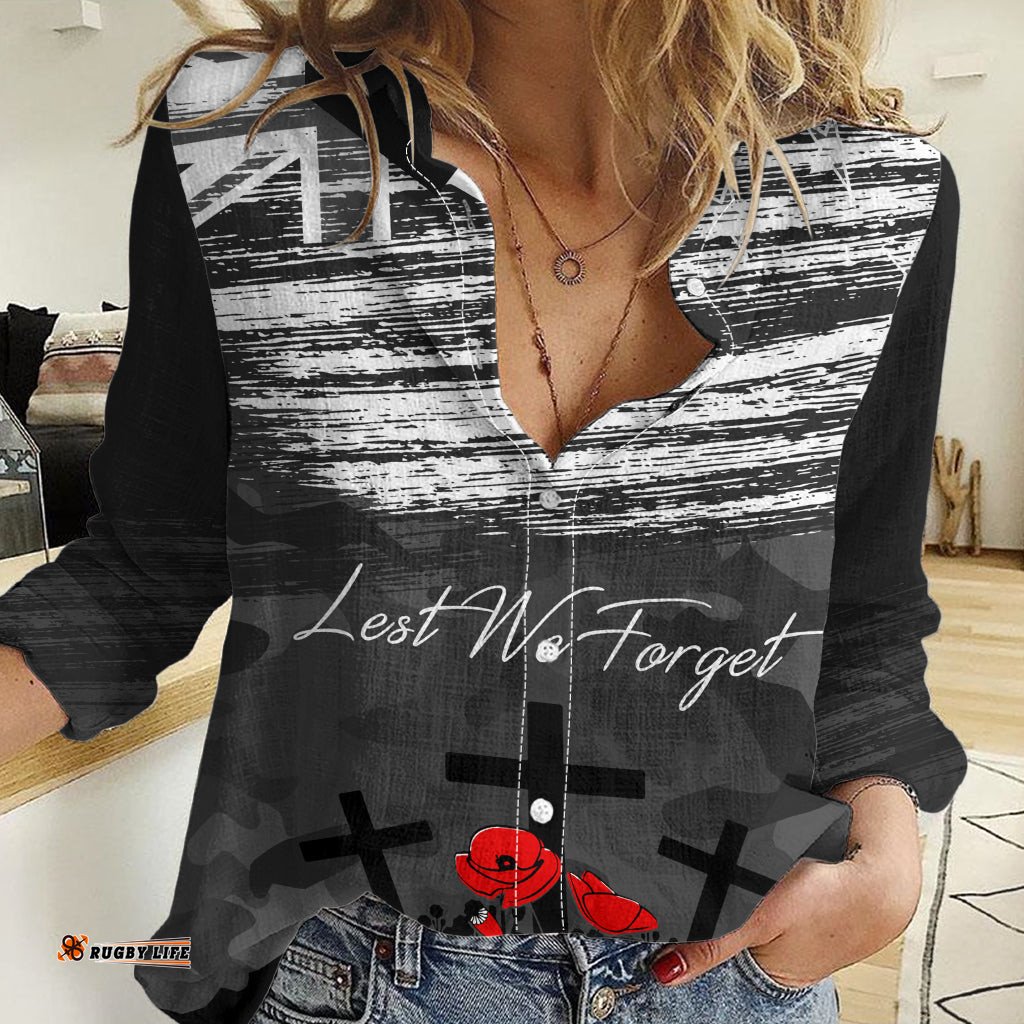 ANZAC DAY Women Casual Shirt Camo Style - Lest We Forget