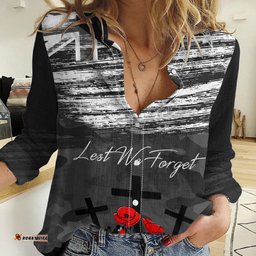 ANZAC DAY Women Casual Shirt Camo Style - Lest We Forget