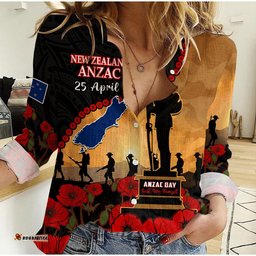 New Zealand Anzac Women Casual Shirt Maori Camouflage Mix Poppies We Will Remember Them