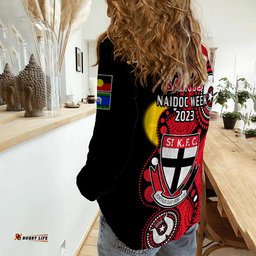 St Kilda Football NAIDOC 2023 Women Casual Shirt Saints Indigenous For Our Elders