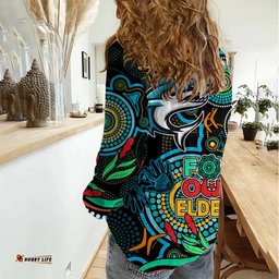 Sharks Rugby Aboriginal Art Women Casual Shirt NAIDOC Indigenous Tribal