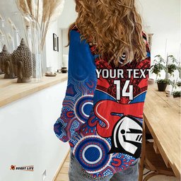 Personalised Knights Rugby Women Casual Shirt Aboriginal Mix Polynesian Pattern