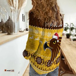 Hawthorn Football Women Casual Shirt Hawks Indigenous Merry Christmas