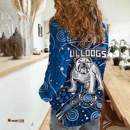 Bulldogs Rugby Women Casual Shirt Boomerang Indigenous Dots