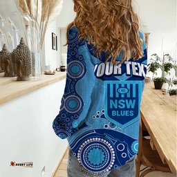Custom State of Origin NSW Blues Vs QLD Maroon Rugby Women Casual Shirt Blue Style