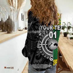 Custom Personalised New Zealand Maori All Black And Australia Wallabies Aboriginal Woman Casual Shirt Rugby Together
