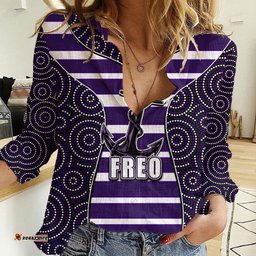 AFL - Freo Women Casual Shirt Mix Dot Aboriginal