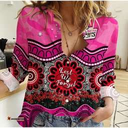 Custom Text And Number Sixers Cricket ANZAC Women Casual Shirt Sydney Poppy Aboriginal Camouflage