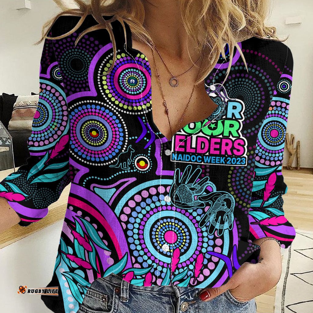 Custom NAIDOC Week 2023 Women Casual Shirt Indigenous Tribal Ver.02 - Purple