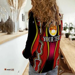 Custom Personalised Australian Aboriginal Flags Symbolic Meaning Women Casual Shirt