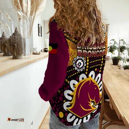 Brisbane Broncos Rugby NAIDOC 2023 Women Casual Shirt For Our Elders Aboriginal