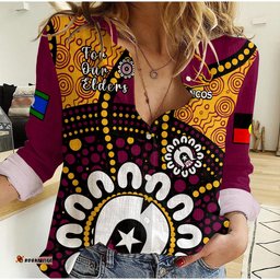Brisbane Broncos Rugby NAIDOC 2023 Women Casual Shirt For Our Elders Aboriginal