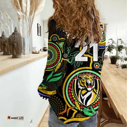 Custom Richmond Football Aboriginal Art Women Casual Shirt NAIDOC Indigenous Tribal