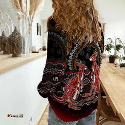Custom Personalised Australia Valentine Women Casual Shirt Aboriginal Couple Kangaroos MY LOVE
