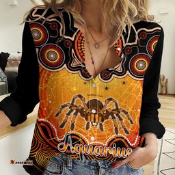Personalised Australia Scorpio Tarantulas Spider Zodiac Women Casual Shirt Auz Astrology Aboriginal - Red