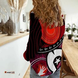 Custom Personalised Australian NAIDOC Aboriginal and Torres Strait Islands Flags Red Women Casual Shirt