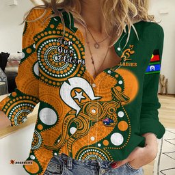 Wallabies Rugby NAIDOC Women Casual Shirt Aboriginal Camouflage Lest We Forget