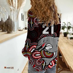Custom Personalised Dolphins Rugby Women Casual Shirt Aboriginal Dot Painting