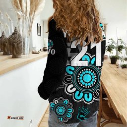 Custom Personalised AFL Port Adelaide Power 1870 Aboriginal Women Casual Shirt