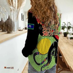 Custom Text and Number Aboriginal NAIDOC Week Women Casual Shirt Stronger Together Unique Style