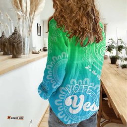 Australia Walk For Yes Women Casual Shirt Indigenous Voice 2023 Aboriginal Green Vibe
