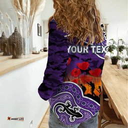 Custom Personalised Anzac Day NRL - Storm Women Casual Shirt Aboriginal Lizard Patterns