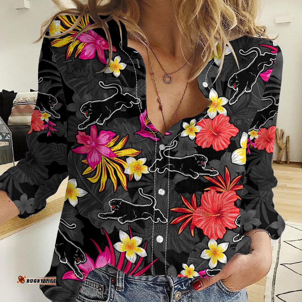 Panthers Rugby Women Casual Shirt Beautiful Floral Pattern Spring Summer Vibe