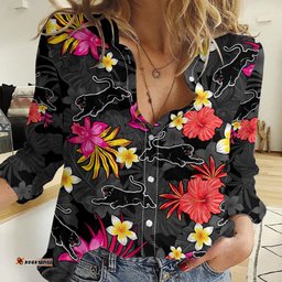 Panthers Rugby Women Casual Shirt Beautiful Floral Pattern Spring Summer Vibe