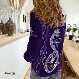 Dockers Football Women Casual Shirt Fremantle Anchor Mix Aboriginal Pattern Dynamic Style