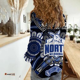 Kangaroos Football Women Casual Shirt Boomerang Indigenous Dots