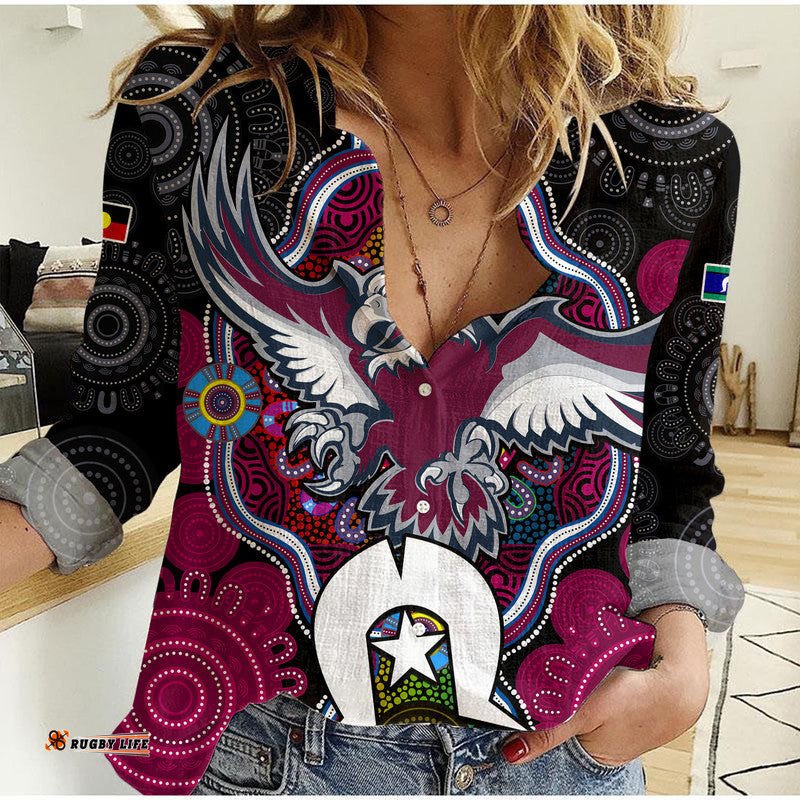 Custom Personalised Sea Eagles Rugby NAIDOC Week Women Casual Shirt Indigenous