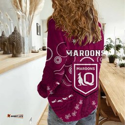Maroons Rugby Women Casual Shirt QLD Aboriginal Art