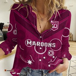 Maroons Rugby Women Casual Shirt QLD Aboriginal Art