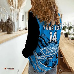 Custom Text And Number Adelaide Strikers Cricket Women Casual Shirt Aboriginal Painting