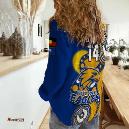 Custom Text And Number West Coast Eagles Football NAIDOC 2023 Women Casual Shirt Indigenous For Our Elders