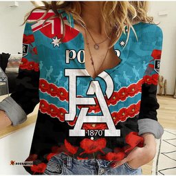Port Adelaide Power Football ANZAC Women Casual Shirt Lest We Forget