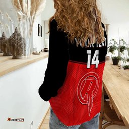 Custom Text And Number Melbourne Renegades Cricket Women Casual Shirt Est 2011 Sporty