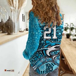 Custom Personalised Sharks Rugby Women Casual Shirt Boomerang Indigenous Dots