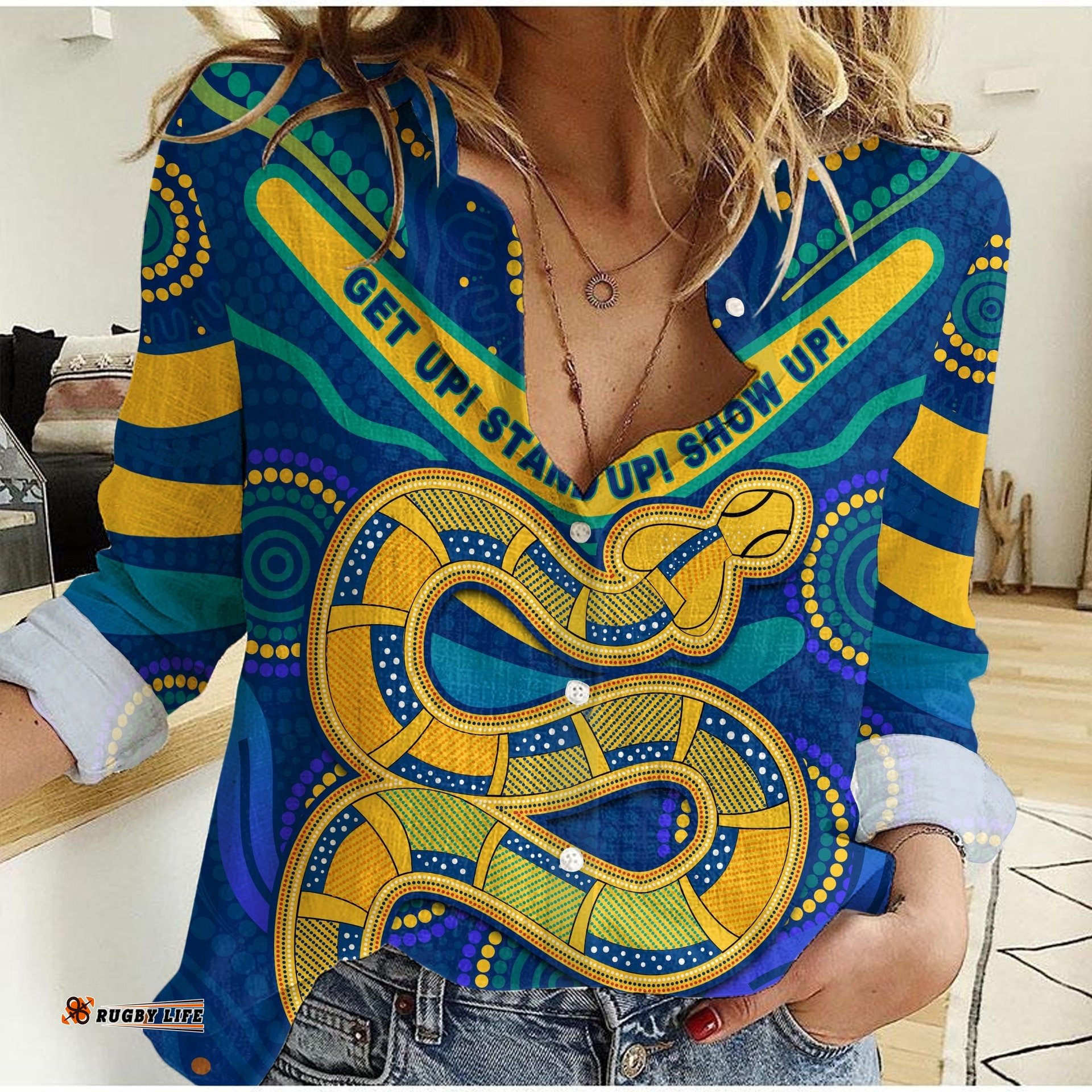 Custom Personalised Eels NAIDOC Week 2022 Women Casual Shirt Aboriginal Get Up