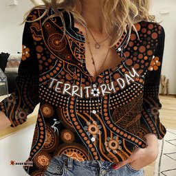 Personalised Northern Territory Day Women Casual Shirt Indigenous Sun and Life Art