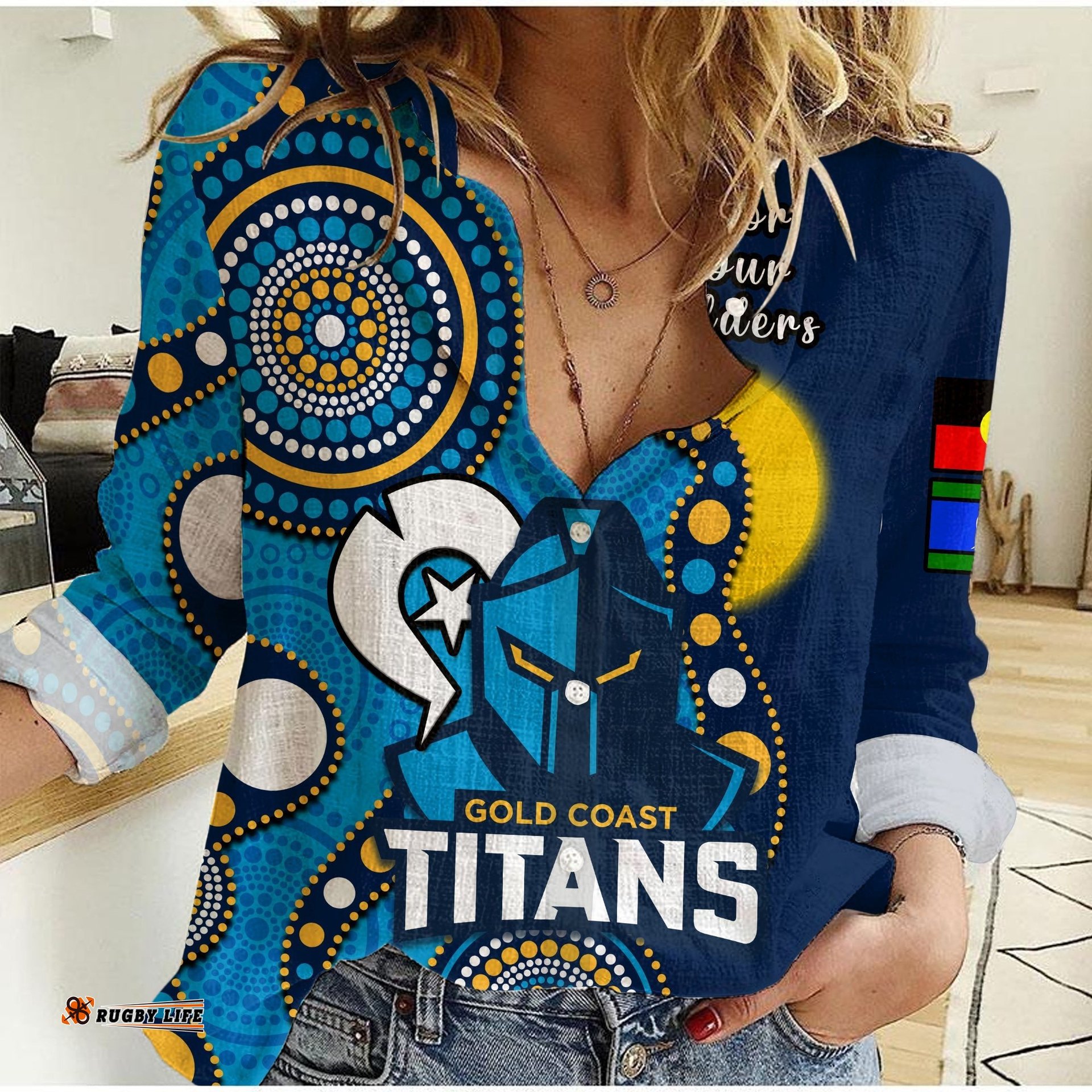 Titans Rugby NAIDOC 2023 Women Casual Shirt Indigenous For Our Elders