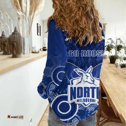 North Melbourne Football Women Casual Shirt Kangaroos Aboriginal Mix Polynesian Pattern