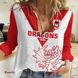 Dragons Rugby Women Casual Shirt Simple St George Illawarra