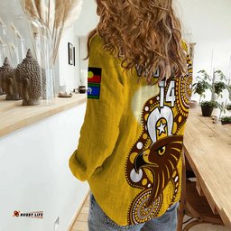 Custom Text And Number Hawthorn Football NAIDOC 2023 Women Casual Shirt Hawks For Our Elders Indigenous